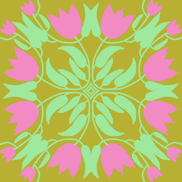 Circular seamless pattern of floral motif with flowers   - Vector, imagen