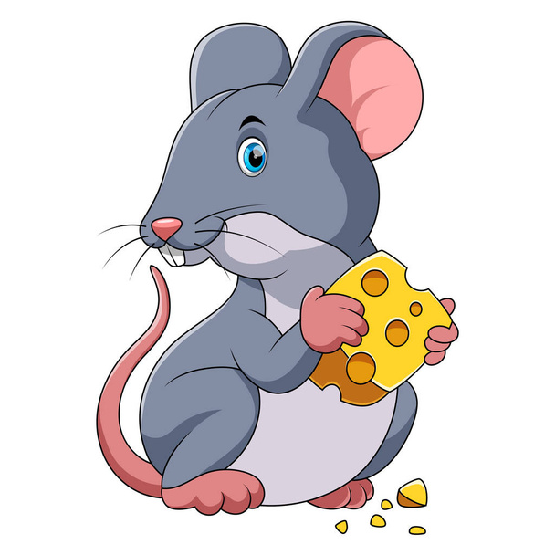 チーズと幸せなマウス漫画 - ベクター画像