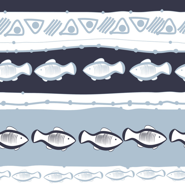 Seamless pattern of abstract simple fishes - Vector, imagen