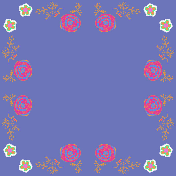 Seamless pattern of abstract simple flowers - Διάνυσμα, εικόνα