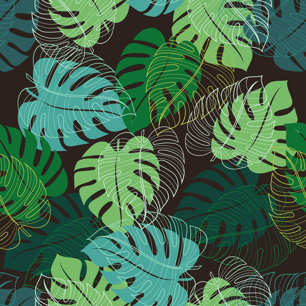 monstera leaf seamless pattern - Vetor, Imagem