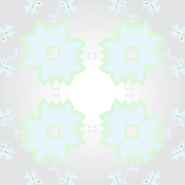 Circular seamless pattern of floral motif, flowers, leaves, ellipses. - Вектор,изображение