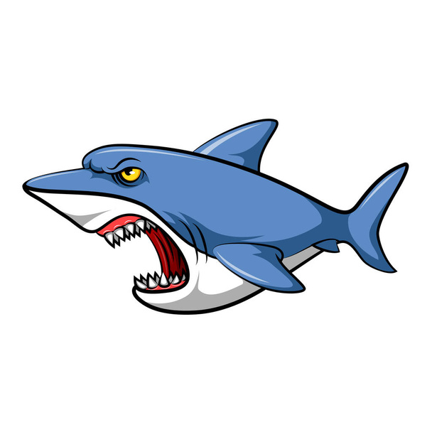 Карикатура на голубую акулу
 - Вектор,изображение