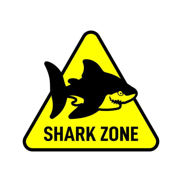 Πινακίδα της ζώνης καρχαρία. Σιλουέτα καρχαρία σε τρίγωνο - Διάνυσμα, εικόνα