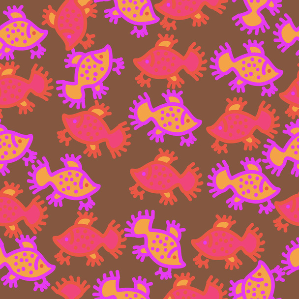 Abstract seamless pattern of simple fish ornament - Vektor, Bild