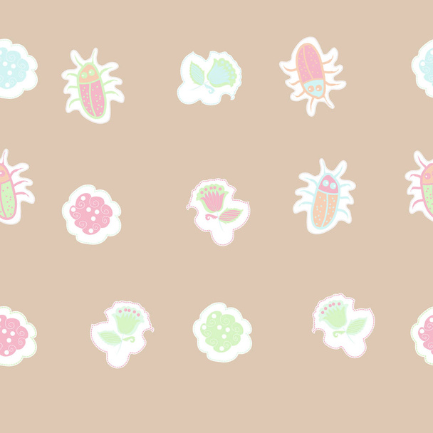 Seamless abstract pattern with beetles , vector background - Vektori, kuva