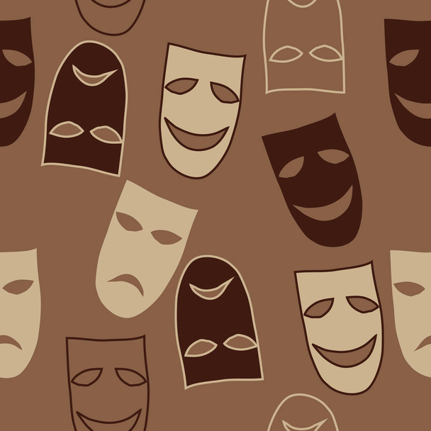 Abstract seamless pattern of simple dramatic theater masks ornament - Vektor, kép