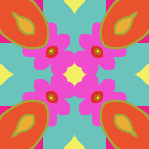 Circular seamless pattern of floral motif, flower, doodles.   - Vector, Imagen