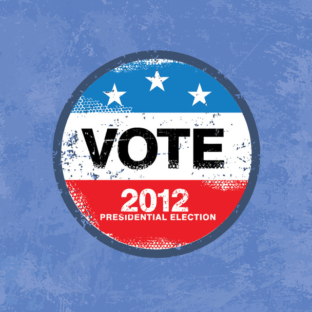 Szavazás 2012 Usa jelvény - kopott retro grunge stílus - Vektor, kép