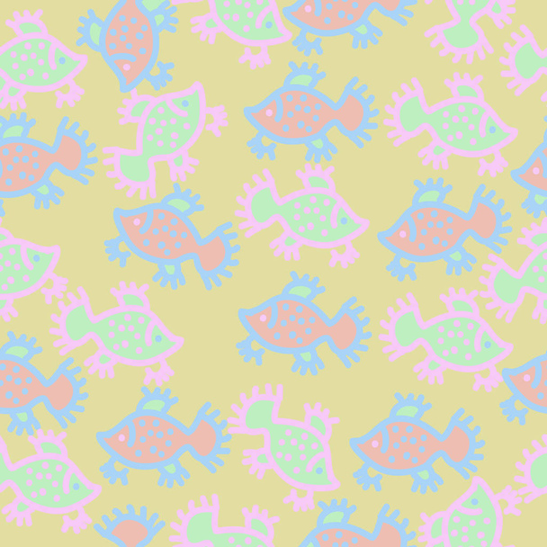 Abstract seamless pattern of simple fish ornament - Vector, Imagen