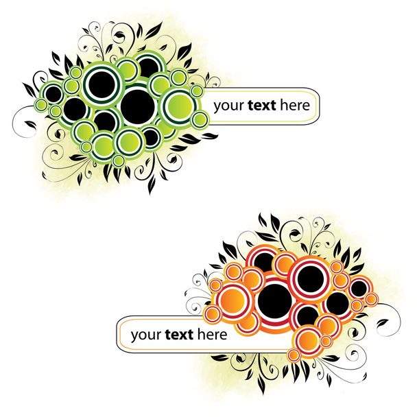 abstracte cirkels en floral banner pack - Vector, afbeelding