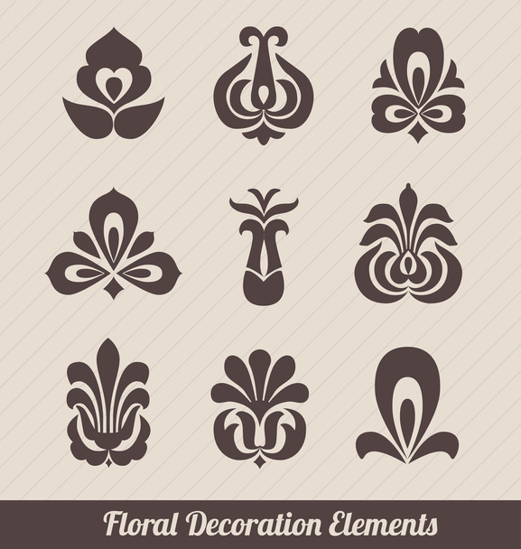 Floral Decoration Elements - Stylized Flowers - Vektör, Görsel
