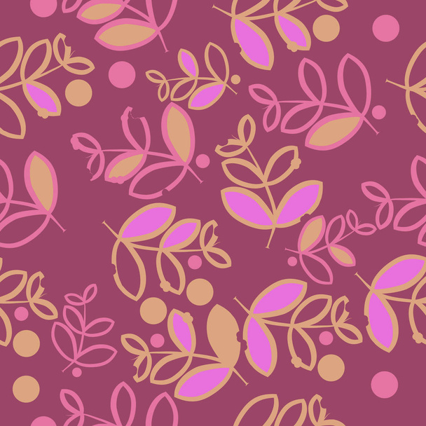 Seamless pattern of abstract simple branches and leaves - ベクター画像