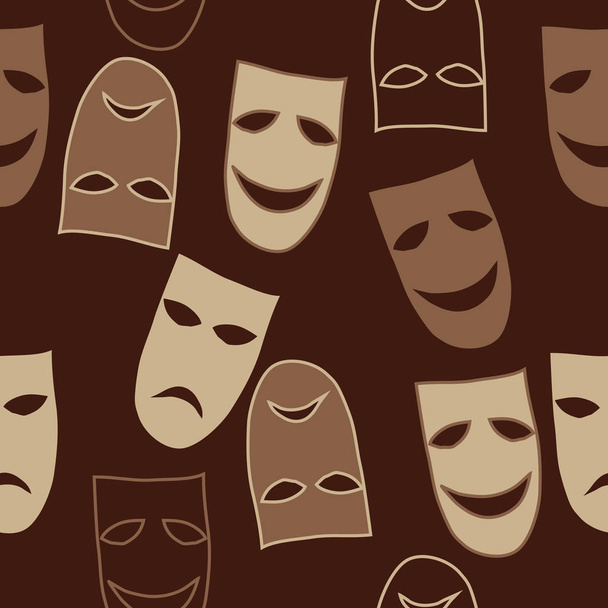 Abstract seamless pattern of simple dramatic theater masks ornament - Vektor, kép