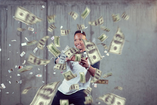 black businessman making the rain of money - Fotografie, Obrázek