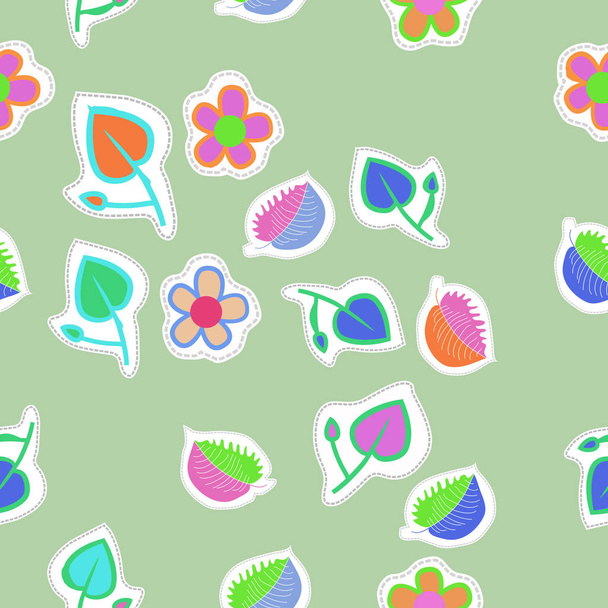 artistic seamless pattern with colorful flowers and leaves - Vector, afbeelding