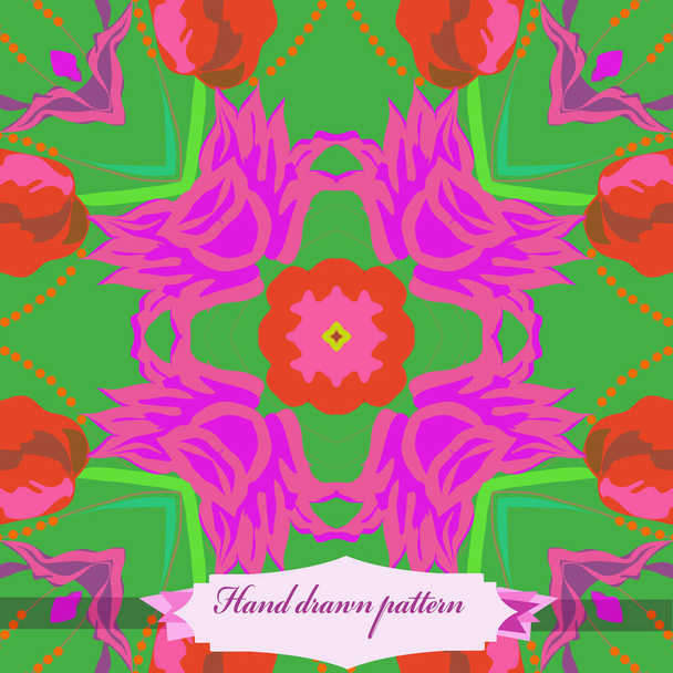 Circular seamless pattern with floral motif, copy space - Vector, Image