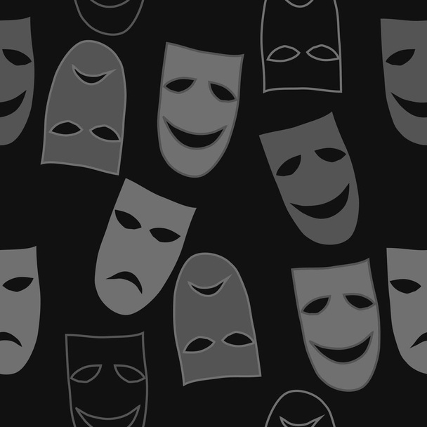 Abstract seamless pattern of simple dramatic theater masks ornament - Vecteur, image