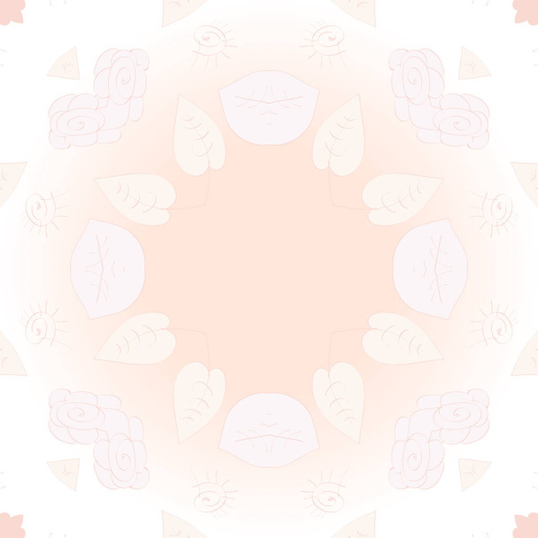 花モチーフの円形シームレスパターン  - ベクター画像