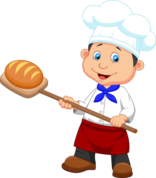 Little chef with bread - Vector, Image