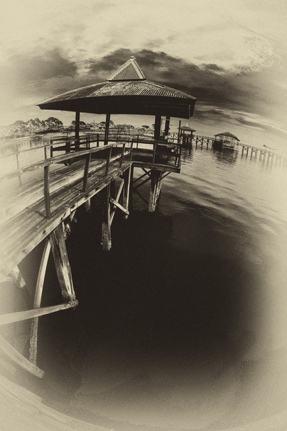 View of the pier and shore with fisheye angle - Photo, Image