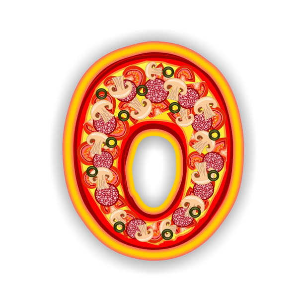Pizza-Alphabet - Buchstabe o - Foto, Bild