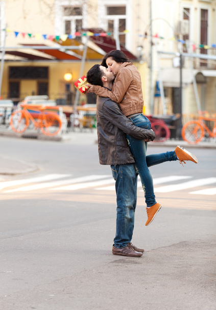 Young teen couple on the street - Фото, зображення