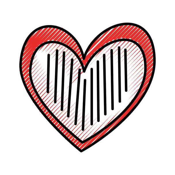 καρδιά Love ρομαντισμό πάθος ρίγες σχεδιαστεί διακόσμηση - Διάνυσμα, εικόνα