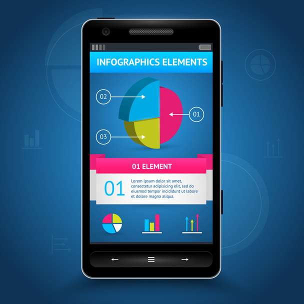 Elementos gráficos de informação em smart phone
 - Vetor, Imagem