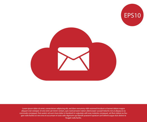 Red Cloud mail server icon isolated on white background. Cloud server hosting for email. Online message service. Mailbox sign. Vector Illustration - Vecteur, image