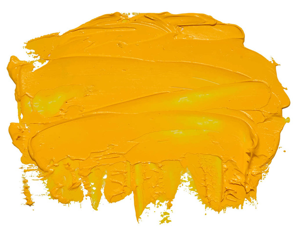 Vektor gelber Pinselstrich. abstrakte Lackspuren-Form. glänzende Ölfarbe auf weißem Hintergrund. Folge 10 Vektor-Abbildung. - Vektor, Bild