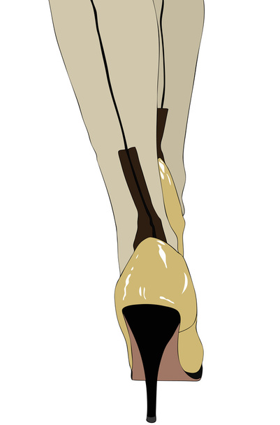 High heels and silk stockings - Vector, Image