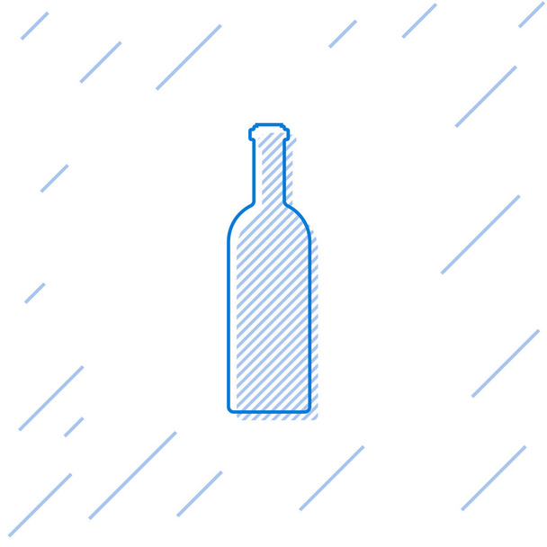 Blue Bottle of wine line icon isolated on white background. Vector Illustration - Vector, Image