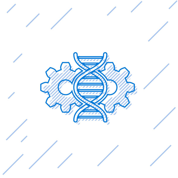 青い遺伝子編集ラインアイコンは、白い背景に分離されています。遺伝子工学DNAの研究、研究ベクトルイラストレーション - ベクター画像