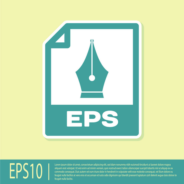 Ikona dokumentu pliku zielonego EPS. Pobierz EPS ikona przycisku izolowane na żółtym tle. Symbolu pliku EPS. Ilustracja wektorowa - Wektor, obraz