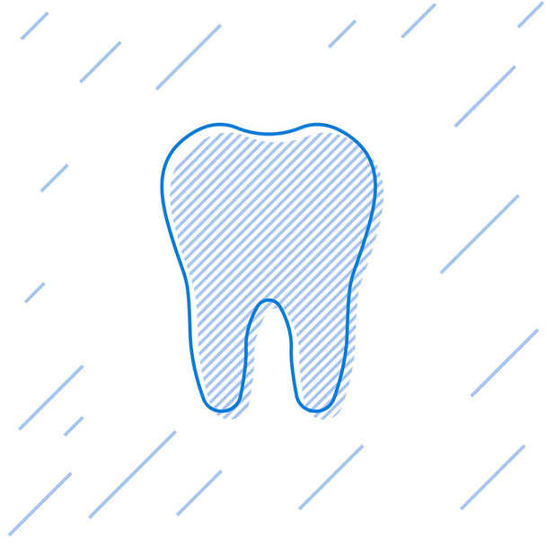 Το εικονίδιο της γραμμής μπλε δοντιών απομονώνεται σε λευκό φόντο. Οδοντικό σύμβολο για την οδοντιατρική κλινική ή οδοντίατρους ιατρικό κέντρο και πακέτο οδοντόκρεμας. Απεικόνιση διανυσματικών φορέων - Διάνυσμα, εικόνα