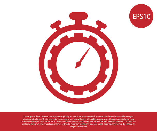 Punainen Time Management kuvake eristetty valkoisella taustalla. Kellon ja vaihteen merkki. Tuottavuussymboli. Vektorikuvaus
 - Vektori, kuva