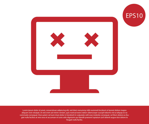 Red Dead monitor ikon elszigetelt fehér háttér. 404 hiba, mint a PC halott Emoji. Végzetes hiba a PC-rendszerben. Vektoros illusztráció - Vektor, kép