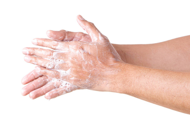 Чистящие Руки. Мыть руки. ИЗОЛАТОВАНО НА БЕЛОЙ БАКГРОКЕ
. - Фото, изображение