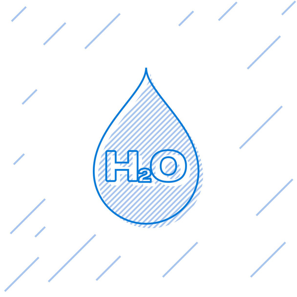 Ikona modré vody se symbolem H2O, která je izolována na bílém pozadí. Vodní vzorec. Vektorová ilustrace - Vektor, obrázek