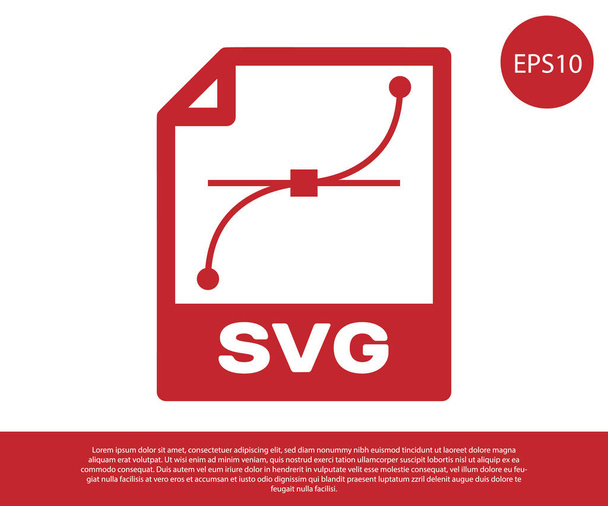 Червона Піктограма документа SVG. Завантажити значок кнопки SVG, ізольований на білому фоні. Символ SVG файлу. Векторна ілюстрація - Вектор, зображення