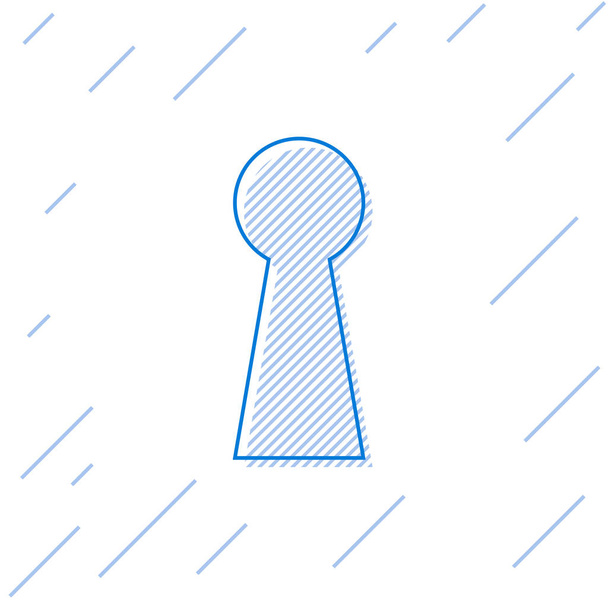 Kék kulcslyuk line ikon izolált fehér háttér. Sikerének kulcsa megoldás. Keyhole kifejezni fogalmát rejtély, titkos, kukucskál, a biztonság, a biztonság. Vektoros illusztráció - Vektor, kép
