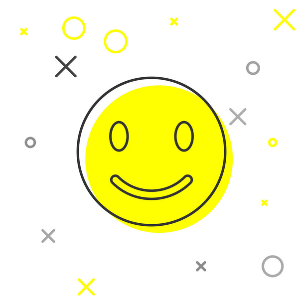 graues Lächeln Gesicht Linie Symbol isoliert auf weißem Hintergrund. Lächeln Emoticon. fröhliche Smiley-Chat-Symbol. Vektorillustration - Vektor, Bild