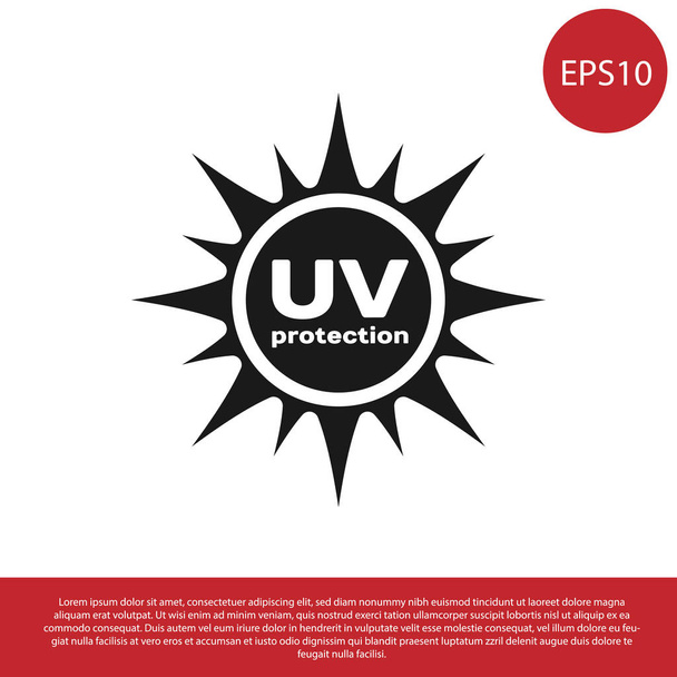 Icona di protezione UV nera isolata su sfondo bianco. Radiazioni ultraviolette. Segno solare SPF. Illustrazione vettoriale
 - Vettoriali, immagini