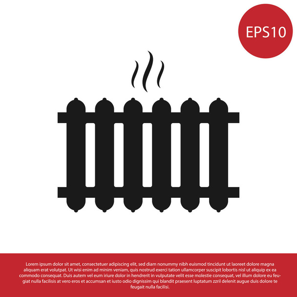 Fekete fűtés radiátor ikon izolált fehér háttér. Vektoros illusztráció - Vektor, kép