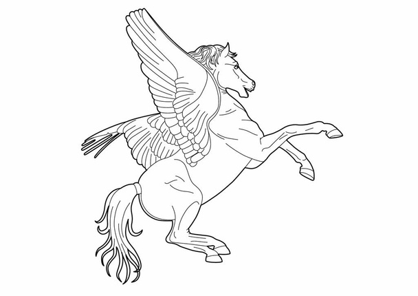 Drawing of a winged horse - Vector, Image