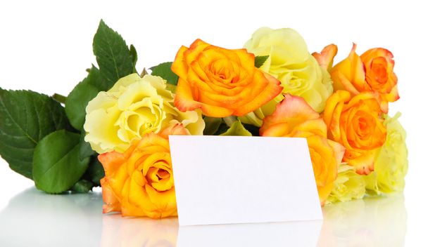 Beautiful bouquet of roses isolated on white - Φωτογραφία, εικόνα