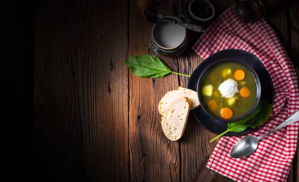 Rustikal Sorrel soup with potatoes and cream - Zdjęcie, obraz
