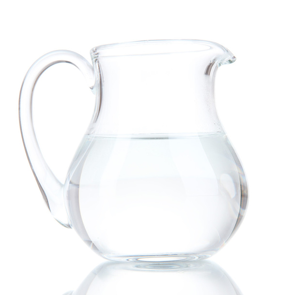 Glass pitcher of water isolated on white - Φωτογραφία, εικόνα