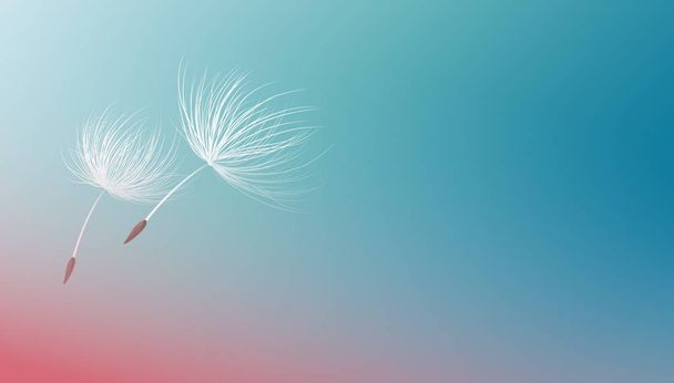 青い背景ベクトルイラストに飛ぶタンポポの種子 - ベクター画像